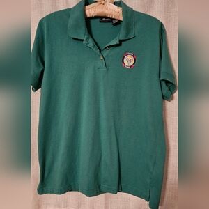 Vintage 80's Lizsport green polo‎ shirt tennis logo preppy size large